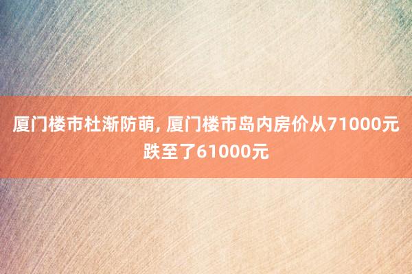 厦门楼市杜渐防萌, 厦门楼市岛内房价从71000元跌至了61000元