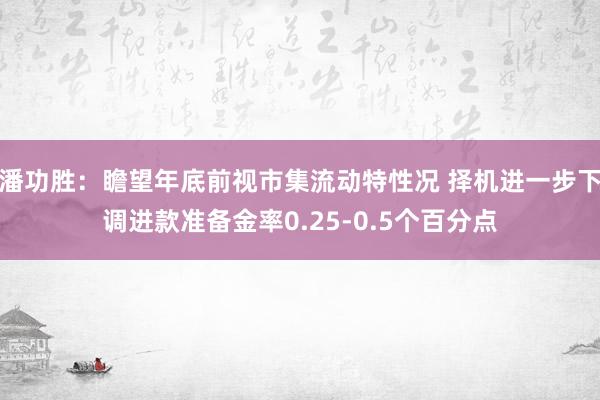 潘功胜：瞻望年底前视市集流动特性况 择机进一步下调进款准备金率0.25-0.5个百分点