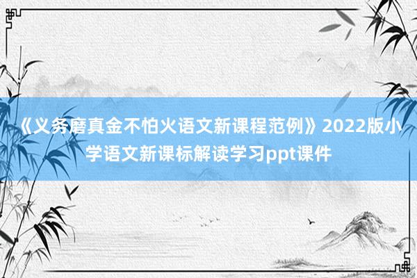 《义务磨真金不怕火语文新课程范例》2022版小学语文新课标解读学习ppt课件